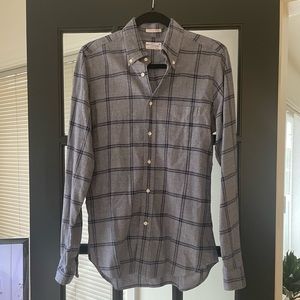 Mens Gant Plaid Casual Blue Grey Button Down - Size Medium